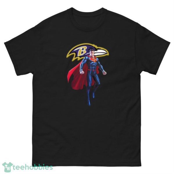 NFL Superman DC Sports Football Baltimore Ravens T Shirt - G500 Men’s Classic Tee