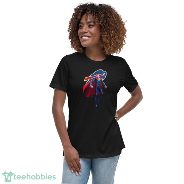 NFL Superman DC Sports Football Buffalo Bills T Shirt - Women's Relaxed Short Sleeve Jersey Tee