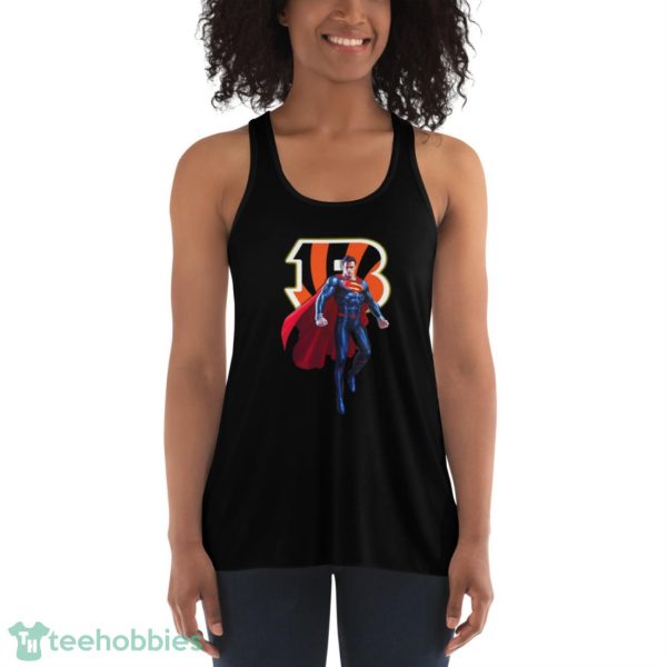 NFL Superman DC Sports Football Cincinnati Bengals T Shirt - Women's Flowy Racerback Tank