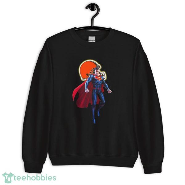 NFL Superman DC Sports Football Cleveland Browns T Shirt - Unisex Heavy Blend Crewneck Sweatshirt