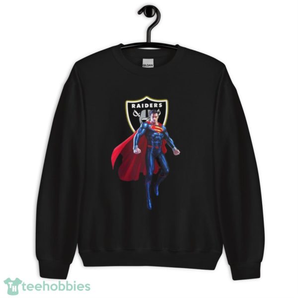 NFL Superman DC Sports Football Oakland Raiders T Shirt - Unisex Heavy Blend Crewneck Sweatshirt