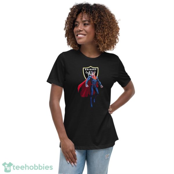 NFL Superman DC Sports Football Oakland Raiders T Shirt - Women's Relaxed Short Sleeve Jersey Tee