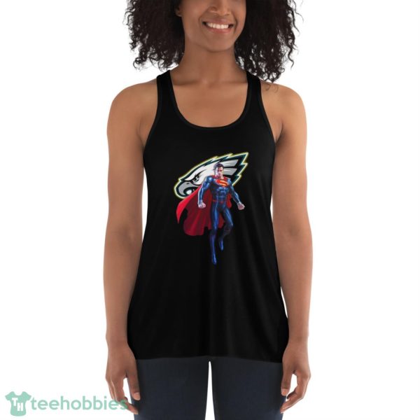 NFL Superman DC Sports Football Philadelphia Eagles T Shirt - Women's Flowy Racerback Tank