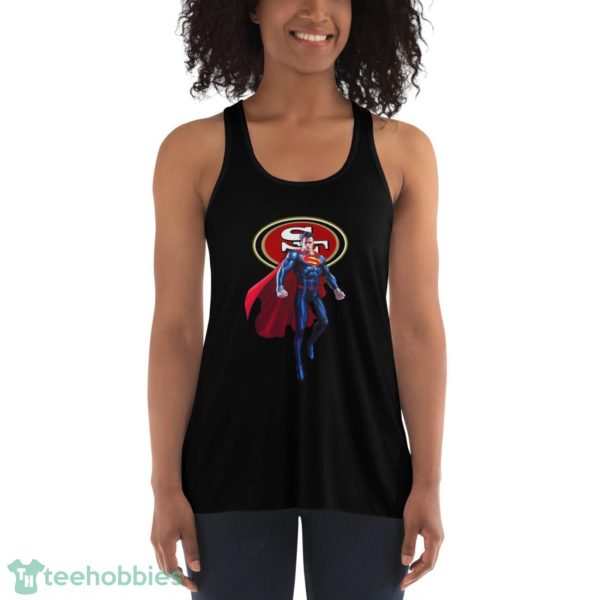 NFL Superman DC Sports Football San Francisco 49ers T Shirt - Women's Flowy Racerback Tank