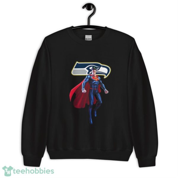 NFL Superman DC Sports Football Seattle Seahawks T Shirt - Unisex Heavy Blend Crewneck Sweatshirt