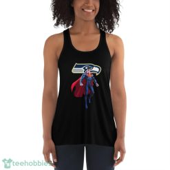 NFL Superman DC Sports Football Seattle Seahawks T Shirt - Women's Flowy Racerback Tank