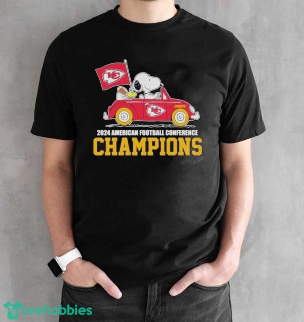 Official Official Peanuts Snoopy and Woodstock Kansas City Chiefs 2024 American football conference champions shirt - Black Unisex T-Shirt
