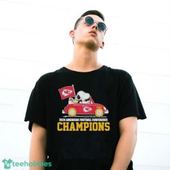 Official Official Peanuts Snoopy and Woodstock Kansas City Chiefs 2024 American football conference champions shirt - G500 Gildan T-Shirt
