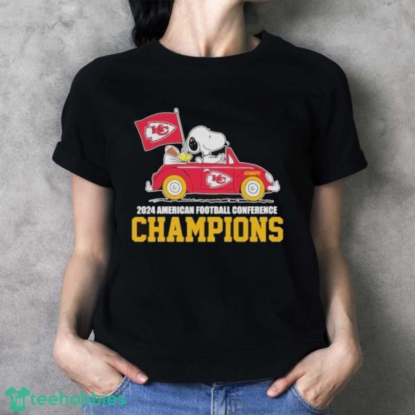 Official Official Peanuts Snoopy and Woodstock Kansas City Chiefs 2024 American football conference champions shirt - Ladies T-Shirt