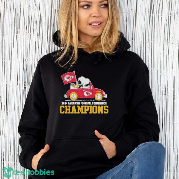 Official Official Peanuts Snoopy and Woodstock Kansas City Chiefs 2024 American football conference champions shirt - Unisex Hoodie