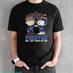 Official peanuts Charlie Brown And Snoopy Auburn Tigers Forever Not Just When We Win Shirt - Black Unisex T-Shirt