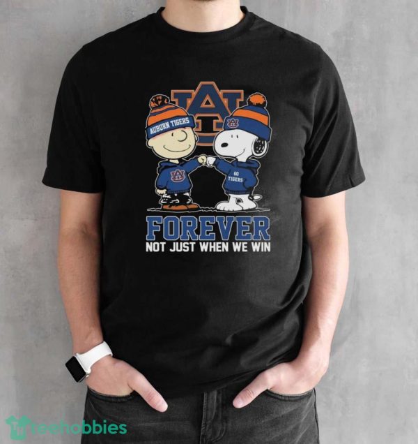 Official peanuts Charlie Brown And Snoopy Auburn Tigers Forever Not Just When We Win Shirt - Black Unisex T-Shirt