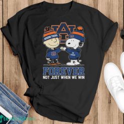 Official peanuts Charlie Brown And Snoopy Auburn Tigers Forever Not Just When We Win Shirt - Black T-Shirt