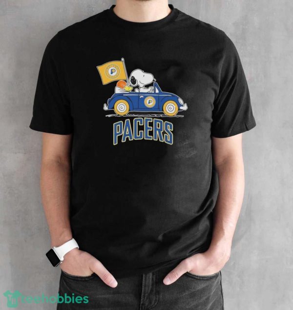 Official Peanuts Snoopy And Woodstock Drive car Indiana Pacers Basketball Shirt - Black Unisex T-Shirt