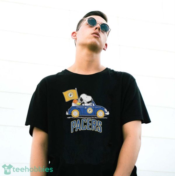Official Peanuts Snoopy And Woodstock Drive car Indiana Pacers Basketball Shirt - G500 Gildan T-Shirt