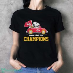 Official peanuts Snoopy And Woodstock Kansas City Chiefs Super Bowl LVIII Champions Shirt - Ladies T-Shirt
