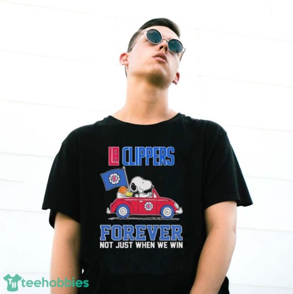 Official Peanuts Snoopy And Woodstock On Car LA Clippers Forever Not Just When We Win Shirt - G500 Gildan T-Shirt