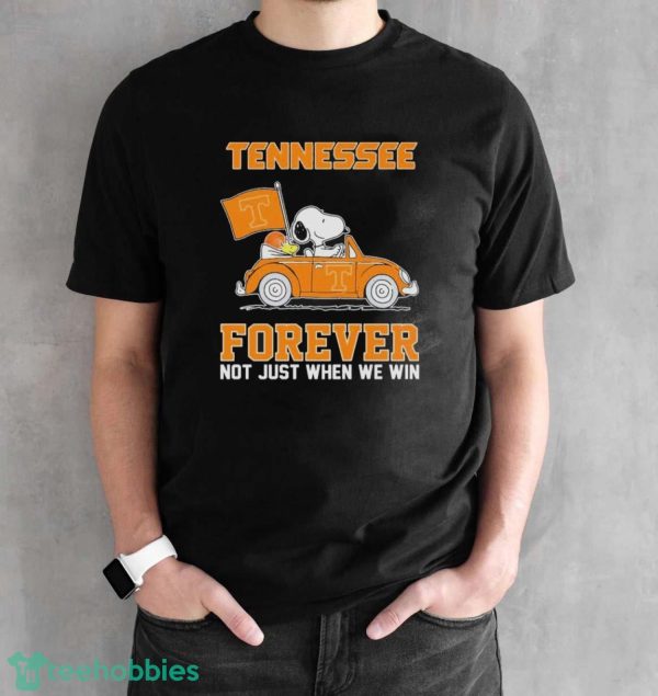 Official Peanuts Snoopy And Woodstock On Car Tennessee Basketball Forever Not Just When We Win Shirt - Black Unisex T-Shirt