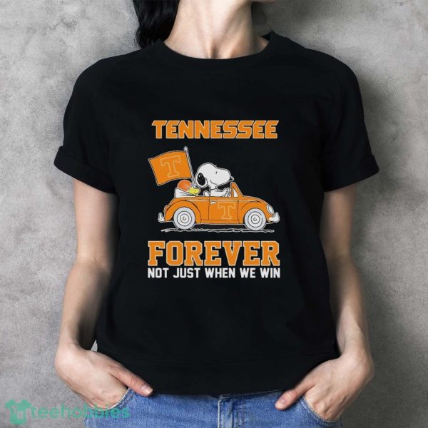 Official Peanuts Snoopy And Woodstock On Car Tennessee Basketball Forever Not Just When We Win Shirt - Ladies T-Shirt