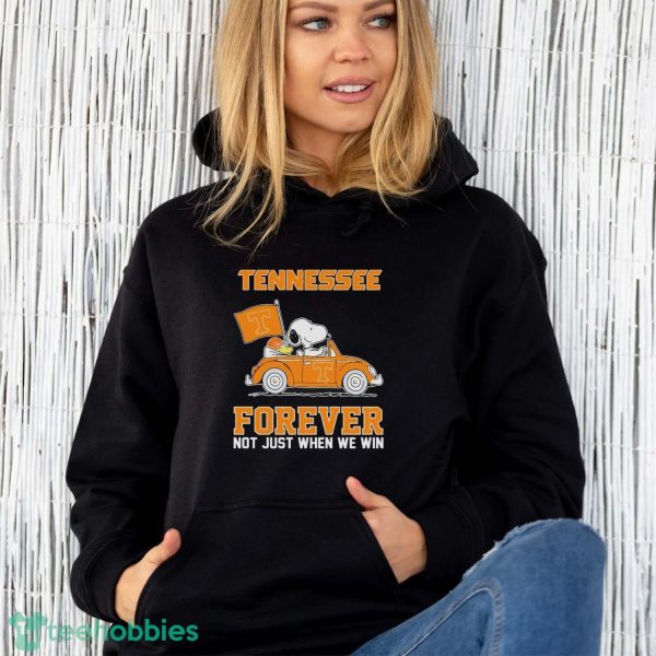 Official Peanuts Snoopy And Woodstock On Car Tennessee Basketball Forever Not Just When We Win Shirt - Unisex Hoodie
