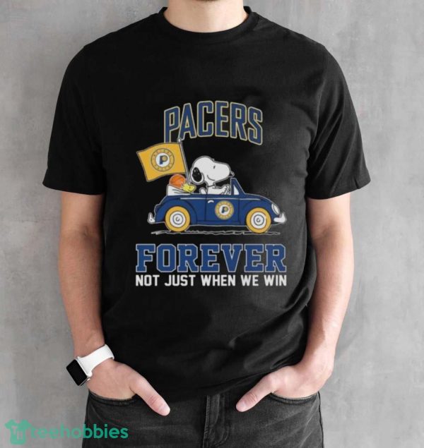 Official Snoopy And Woodstock Driving Car Indiana Pacers Forever Not Just When We Win Shirt - Black Unisex T-Shirt