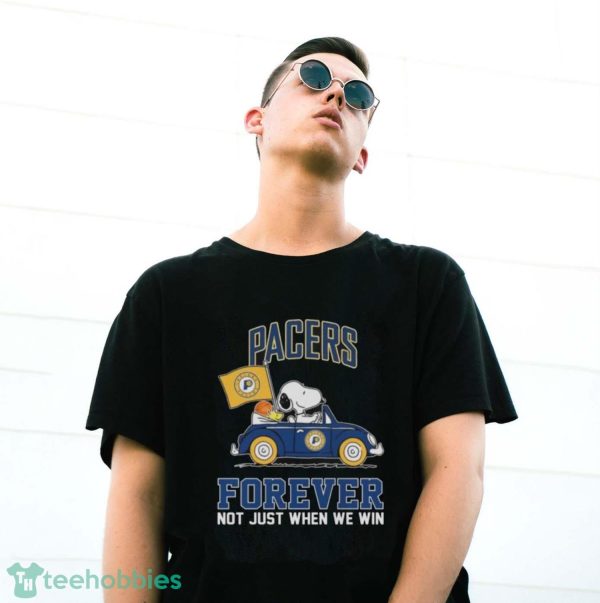 Official Snoopy And Woodstock Driving Car Indiana Pacers Forever Not Just When We Win Shirt - G500 Gildan T-Shirt