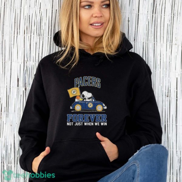 Official Snoopy And Woodstock Driving Car Indiana Pacers Forever Not Just When We Win Shirt - Unisex Hoodie