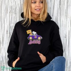 Peanuts Snoopy And Woodstock Drive Car Los Angeles Lakers Basketball Shirt - Unisex Hoodie