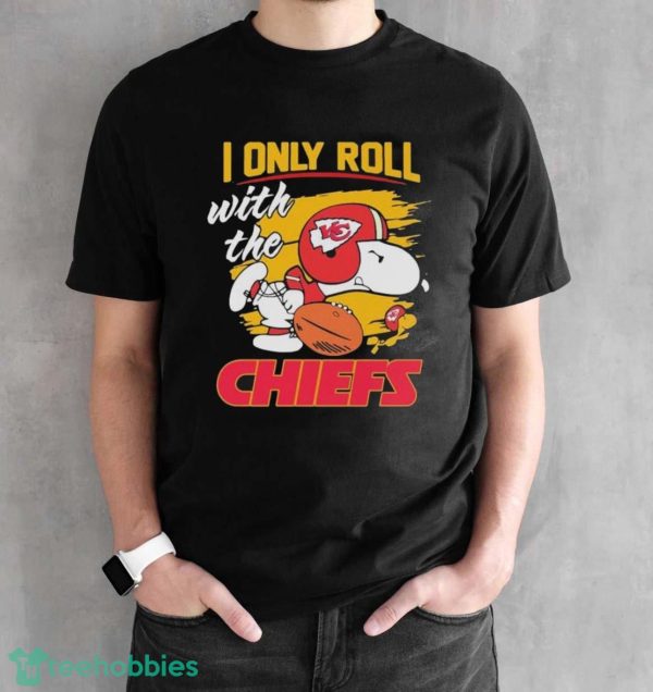 Peanuts Snoopy And Woodstock I Only Roll With The Kansas City Chiefs Shirt - Black Unisex T-Shirt