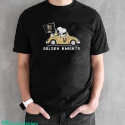 Peanuts Snoopy And Woodstock Vegas Golden Knights On Car Shirt - Black Unisex T-Shirt