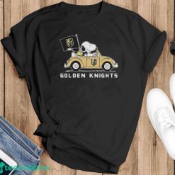 Peanuts Snoopy And Woodstock Vegas Golden Knights On Car Shirt - Black T-Shirt
