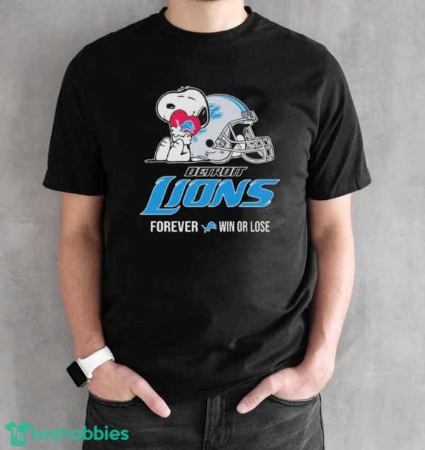 Peanuts Snoopy Detroit Lions Forever Win Or Lose Shirt - Black Unisex T-Shirt