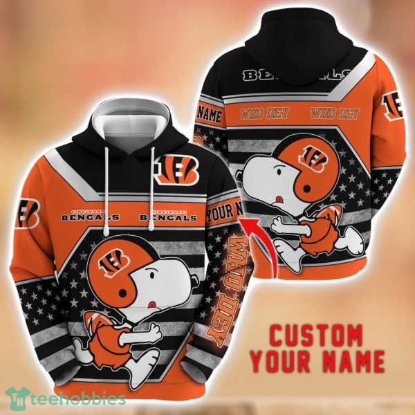 Personalized Name NFL Cincinnati Bengals Hoodie Snoopy Cute 3D Hoodie For Fans Product Photo 1