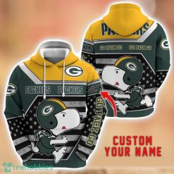 Personalized Name NFL Green Bay Packers Hoodie Snoopy Cute 3D Hoodie For Fans Product Photo 1