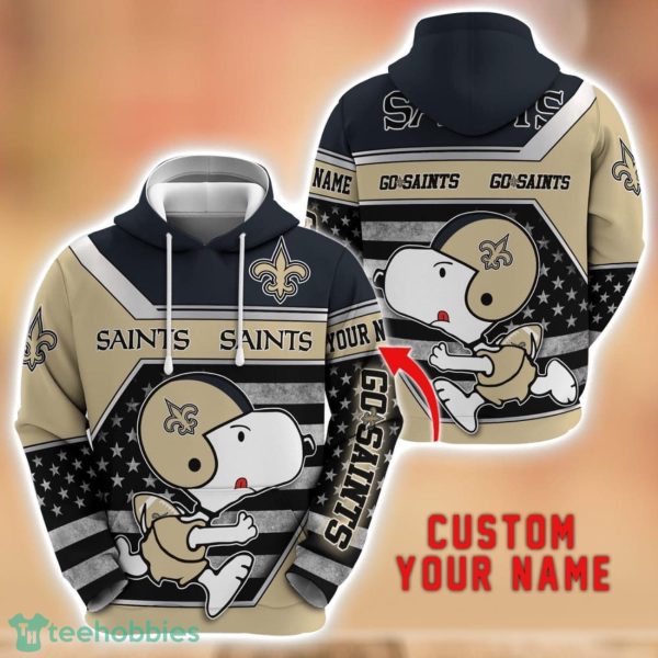Personalized Name NFL New Orleans Saints Hoodie Snoopy Cute 3D Hoodie For Fans Product Photo 1