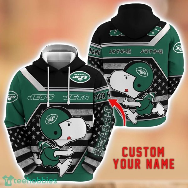 Personalized Name NFL New York Jets Hoodie Snoopy Cute 3D Hoodie For Fans Product Photo 1