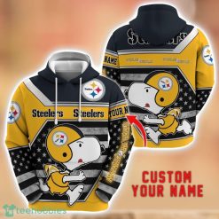 Personalized Name NFL Pittsburgh Steelers Hoodie Snoopy Cute 3D Hoodie For Fans Product Photo 1