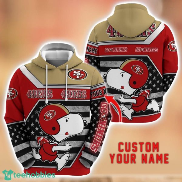 Personalized Name NFL San Francisco 49ers Hoodie Snoopy Cute 3D Hoodie For Fans Product Photo 1
