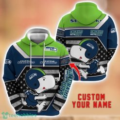 Personalized Name NFL Seattle Seahawks Hoodie Snoopy Cute 3D Hoodie For Fans Product Photo 1