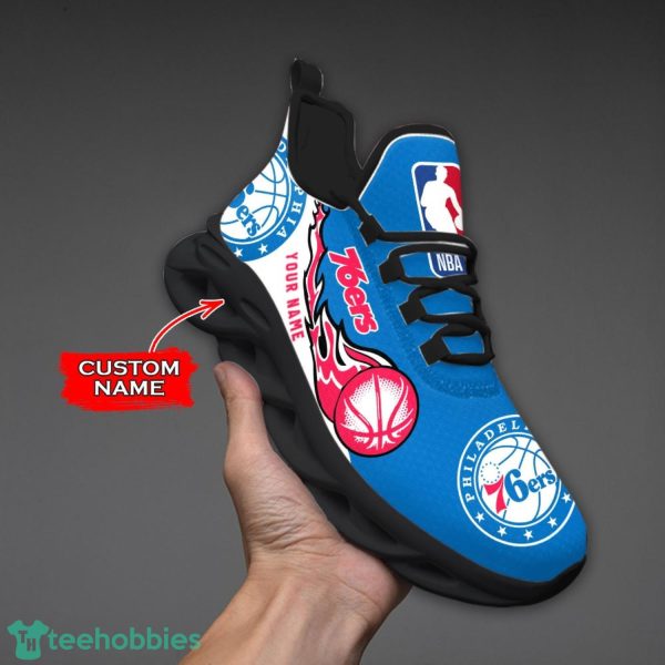 Personalized Name Philadelphia 76ers Fireball Personalized Sneakers Max Soul Shoes Product Photo 2