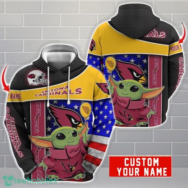 Personalized NFL Arizona Cardinals Hoodie Baby Yoda Cute 3D Hoodie Men And Women Gift Product Photo 1