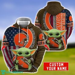 Personalized NFL Cleveland Browns Baby Yoda Hug Logo 3D Hoodie Unique Sport Gift For Fans Product Photo 1