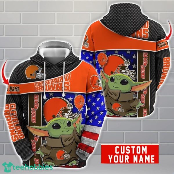 Personalized NFL Cleveland Browns Hoodie Baby Yoda Cute 3D Hoodie Men And Women Gift Product Photo 1