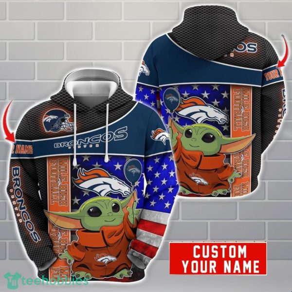 Personalized NFL Denver Broncos Hoodie Baby Yoda Cute 3D Hoodie Men And Women Gift Product Photo 1
