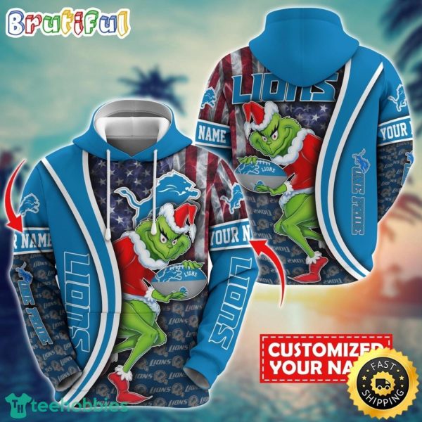 Personalized NFL Detroit Lions Hoodie Grinch Unisex Hoodie Product Photo 1
