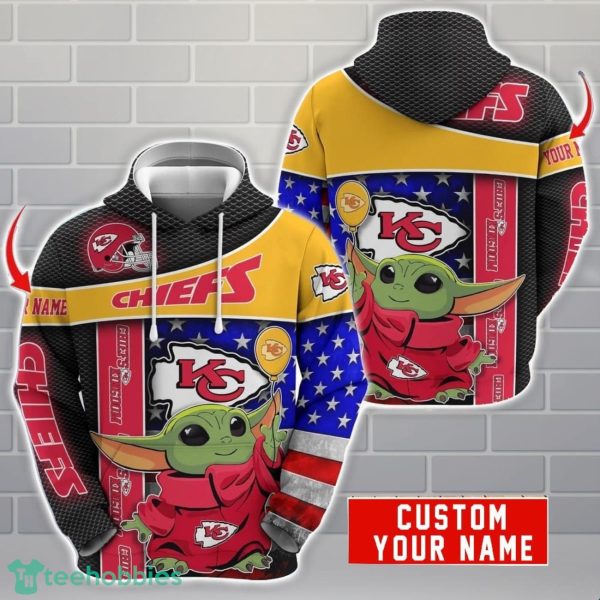 Personalized NFL Kansas City Chiefs Hoodie Baby Yoda Cute 3D Hoodie Men And Women Gift Product Photo 1