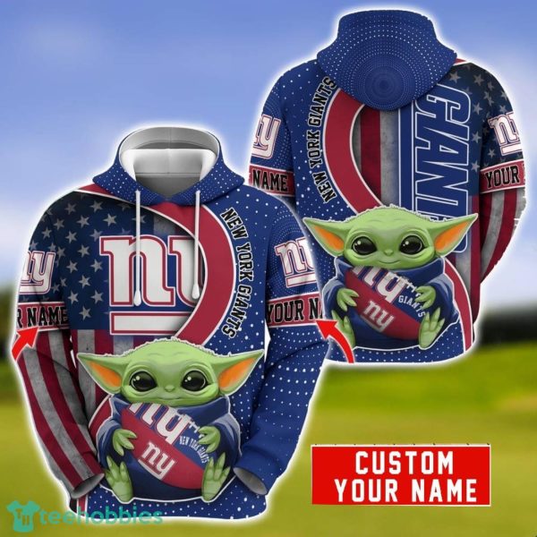 Personalized NFL New York Giants Baby Yoda Hug Logo 3D Hoodie Unique Sport Gift For Fans Product Photo 1