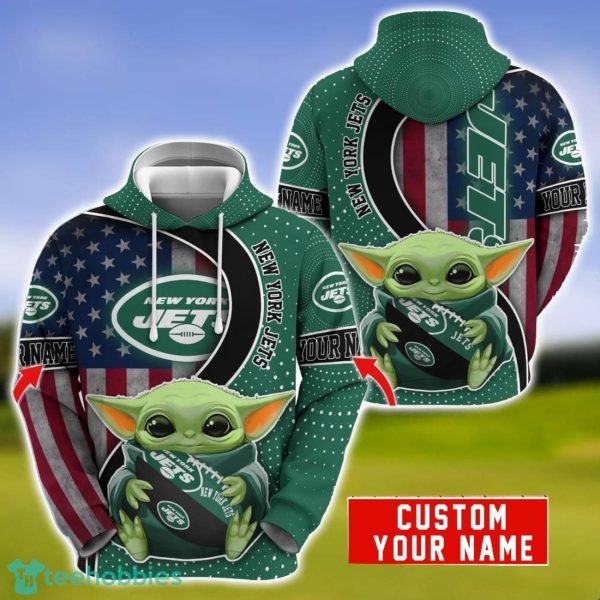 Personalized NFL New York Jets Baby Yoda Hug Logo 3D Hoodie Unique Sport Gift For Fans Product Photo 1