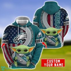 Personalized NFL Philadelphia Eagles Baby Yoda Hug Logo 3D Hoodie Unique Sport Gift For Fans Product Photo 1