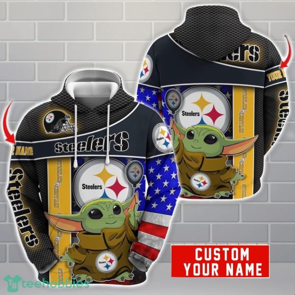 Personalized NFL Pittsburgh Steelers Hoodie Baby Yoda Cute 3D Hoodie Men And Women Gift Product Photo 1
